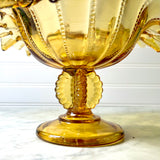 LG Wright Amber Glass Compote Bowl or Candy Dish Fenton Style 2