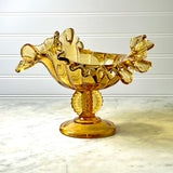 LG Wright Amber Glass Compote Bowl or Candy Dish Fenton Style 1
