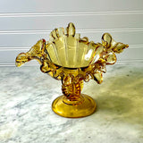 LG Wright Amber Glass Compote Bowl or Candy Dish Fenton Style 4