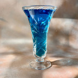 Vintage Bohemian Crystal Vase With Floral Accents blue 2