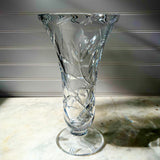Vintage Bohemian Crystal Vase With Floral Accents detailed