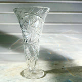 Vintage Bohemian Crystal Vase With Star of David Pinwheel rainbow