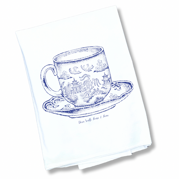 The Vintage Blue Willow Cup Tea Towel