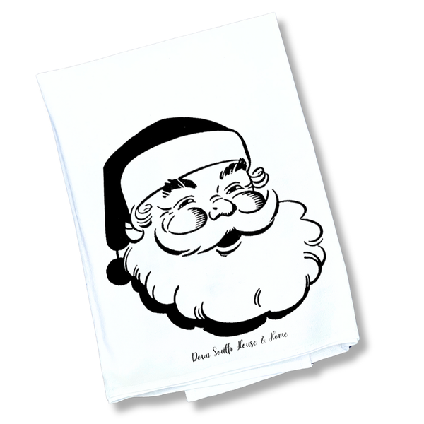 The Vintage Black and White Santa Tea Towel