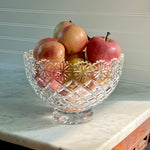 Clear crystal bowl with apples on a marble surface Vintage Brussels Bowl by Crystal Clear Industries