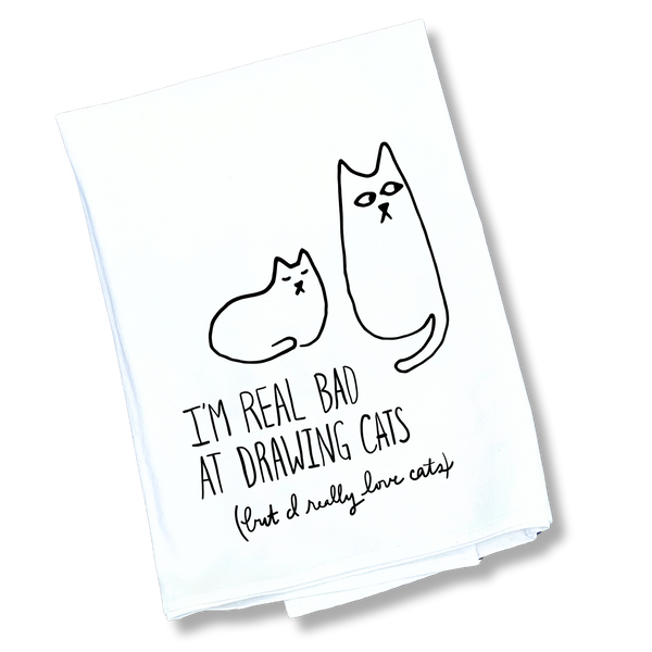 The Can't Draw Cats Tea Towel