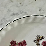 Vintage Ashley Ceramics Fluted Baking Dish closeup of green rim