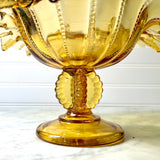 LG Wright Amber Glass Compote Bowl or Candy Dish Fenton Style 2