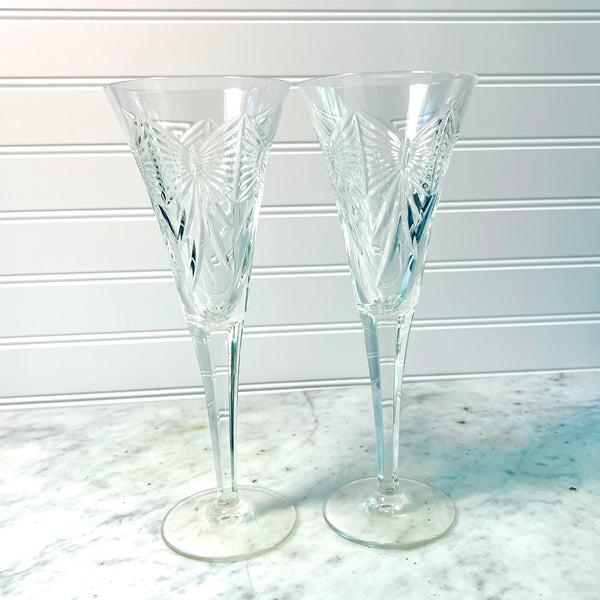 Vintage Waterford Millennium Series Champagne Flutes - Happiness